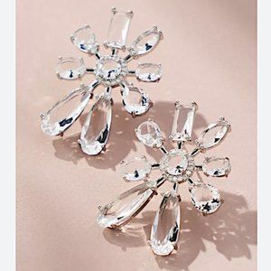 NEW ~ Anthropologie Crystal Flower Earrings